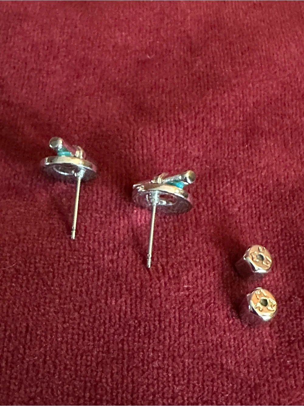 Vintage Turquoise Circular Toggle Stud Earrings - Women Jewelry
